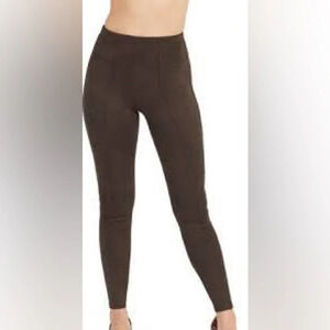 Spanx Faux Suede Leggings in Chocolate Brown - Size Medium